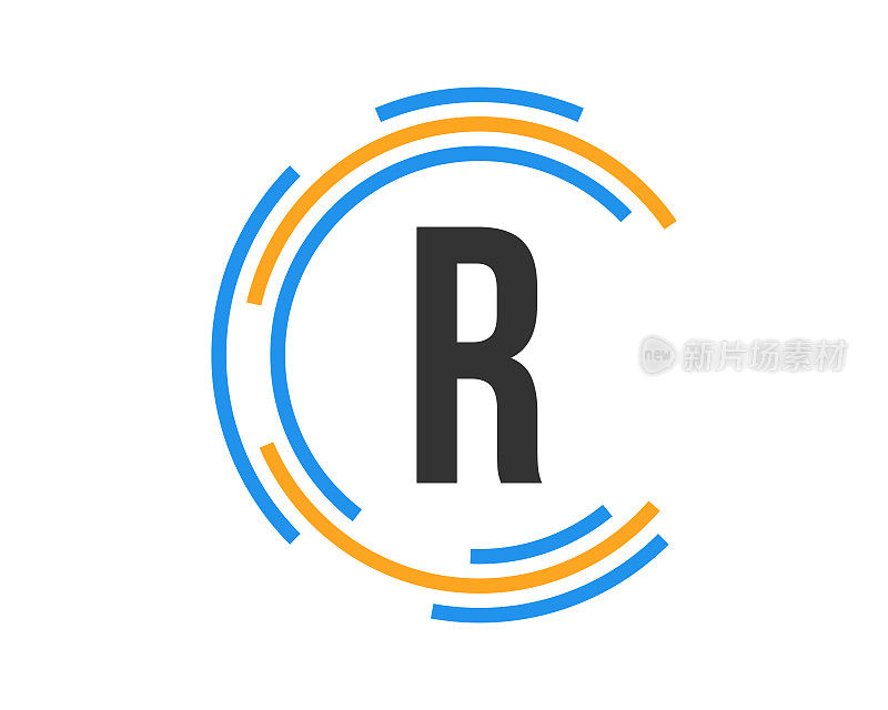 技术标志设计采用R字母概念。R Letter technology logo